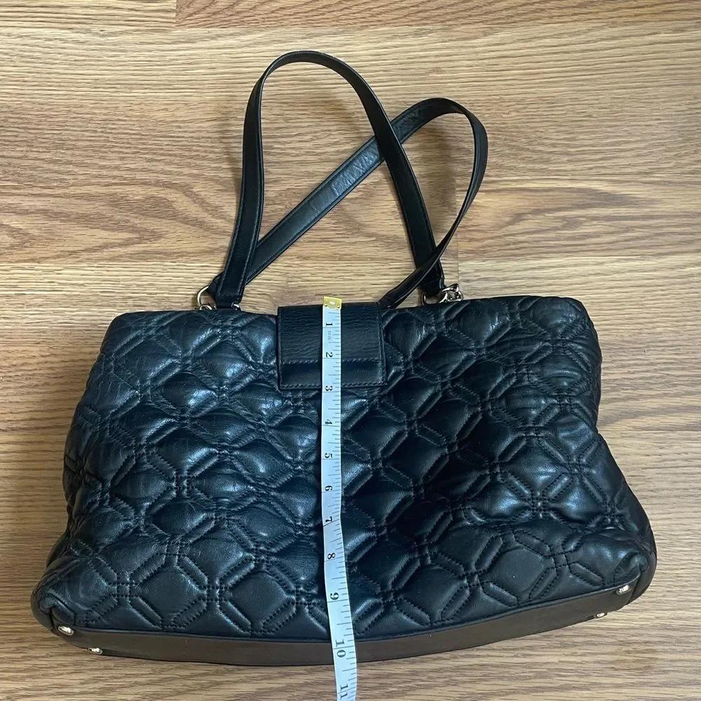 Kate Spade Elena Astor Court Black Quilted Leather Chain Shoulder Tote Bag